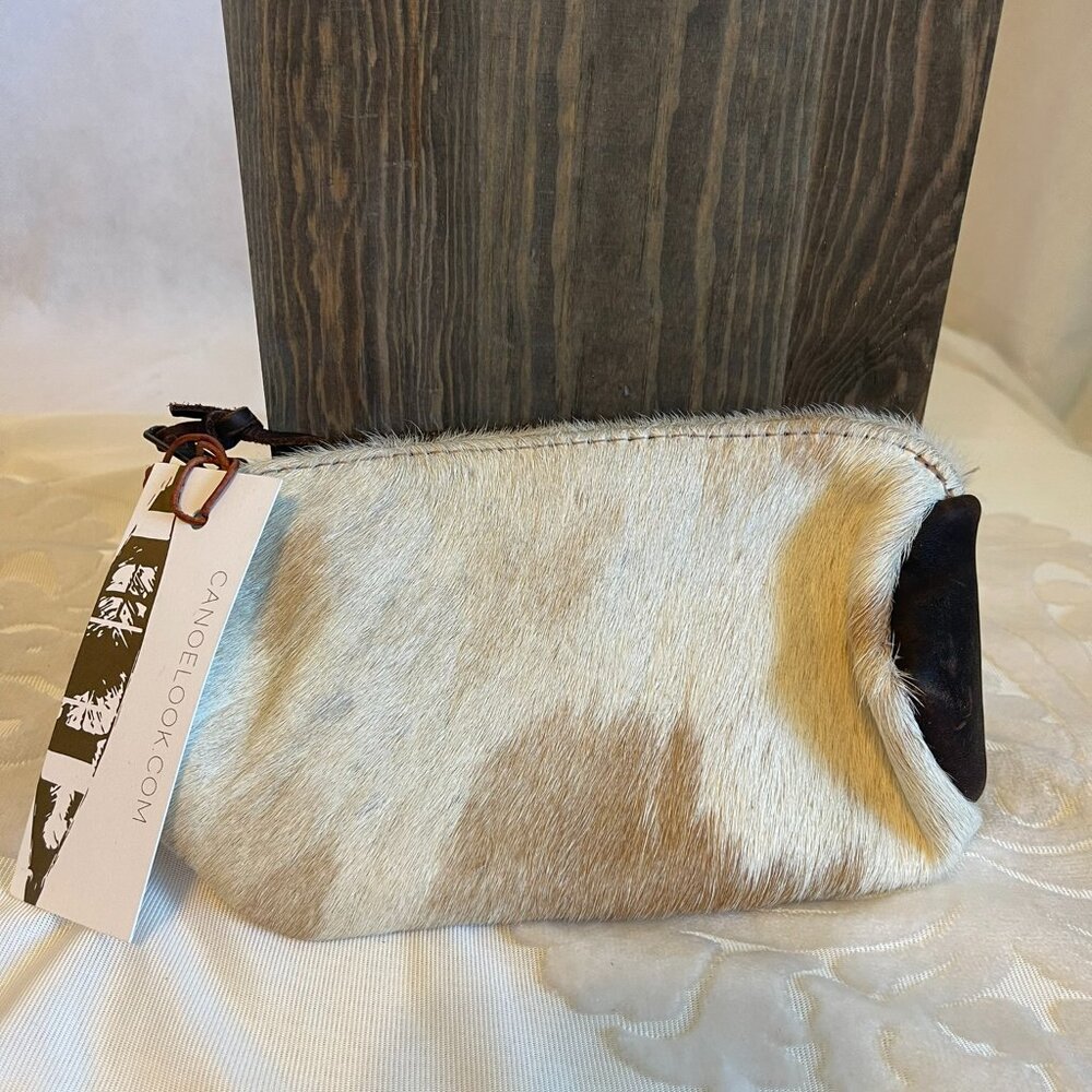 Canoe Barrell Case Leather Hair on Hyde NWT